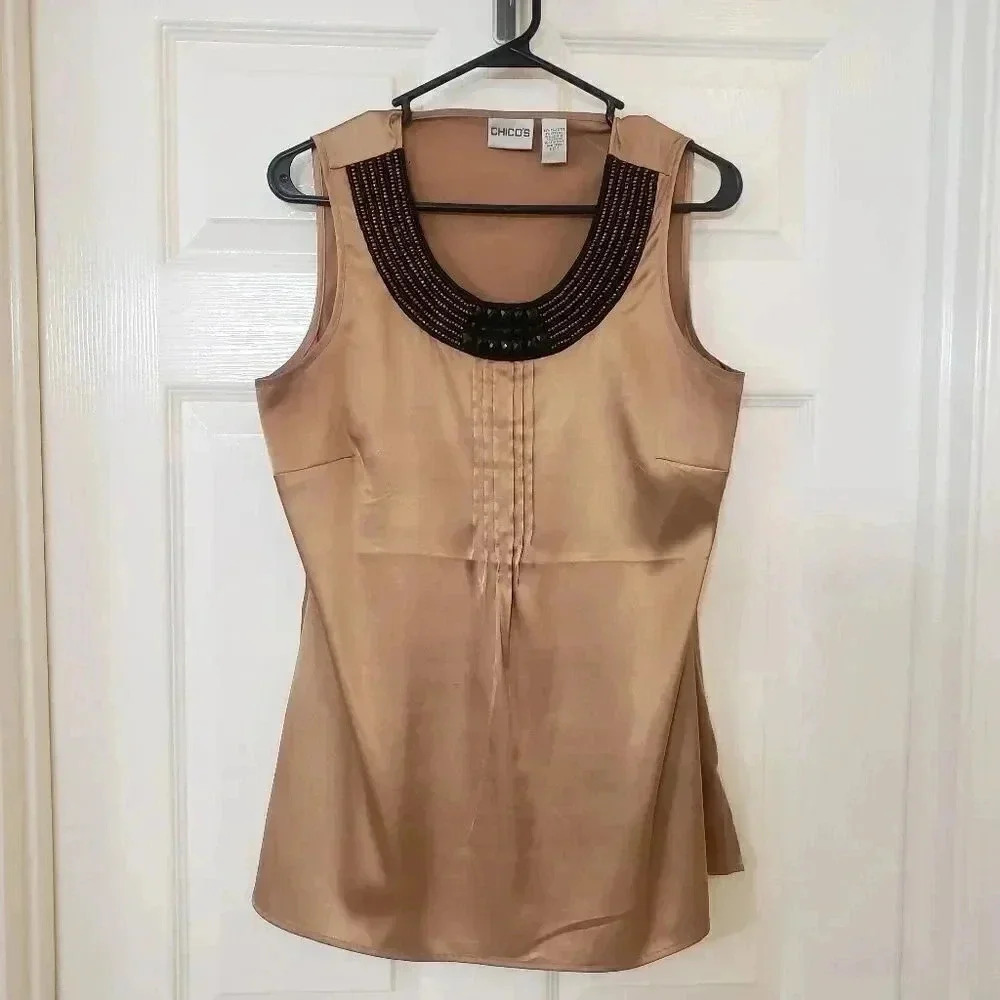 Chico's Gold Beaded Tank